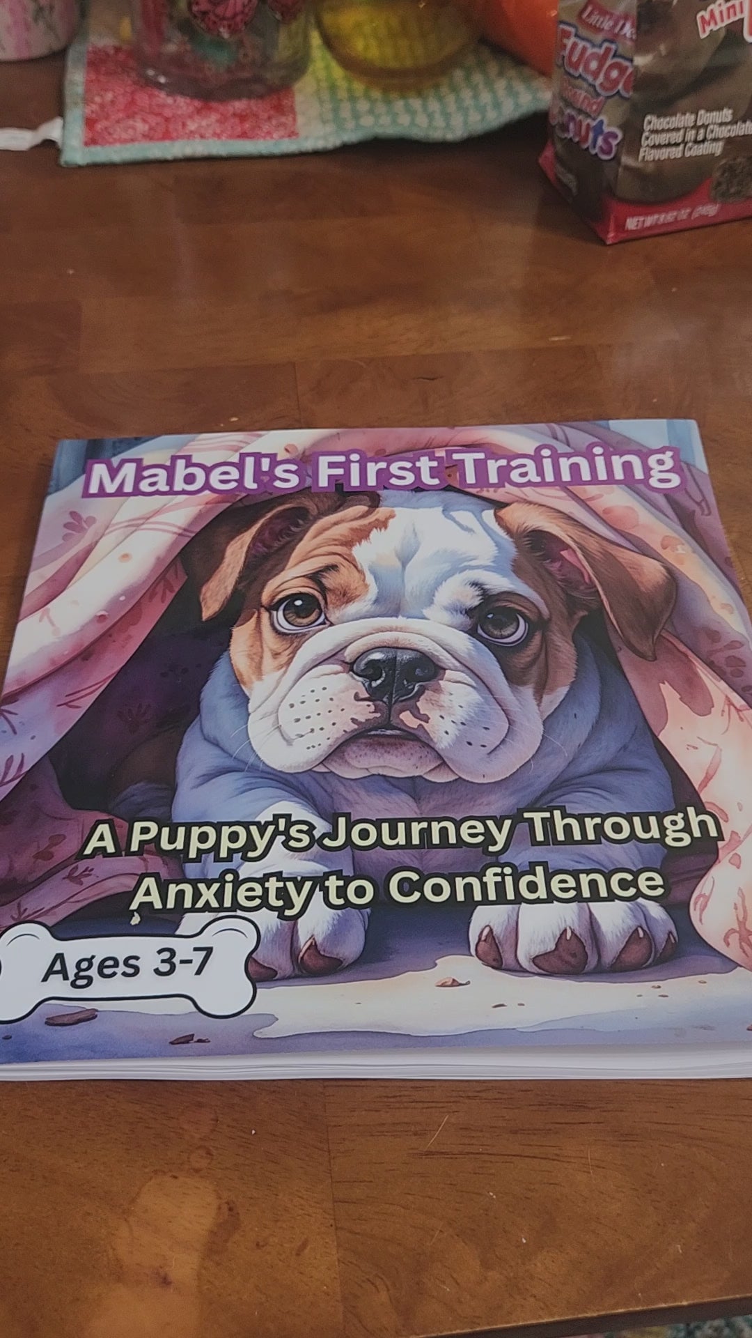 Flip-through video of Mabel's children's picture book showing watercolor illustrations of English bulldog adoption story, faith-based book teaching family values and life lessons for ages 3-7